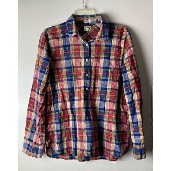 J. Crew Tops - EUC Women’s Colorful & Preppy Boyfit J Crew Plaid Button Down Shirt Size Medium